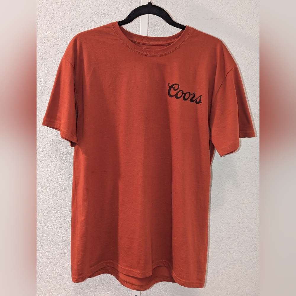 Coors Banquet Sunset Rider Front and Back Print T-Shirt Rust Color Size Large
